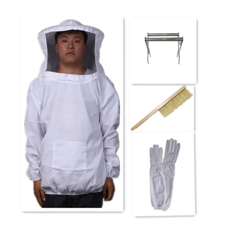 Protective Beekeeping Jacket Veil Smock Equipment Beekeeping Hat Sleeve Beekeeper Suit Apiculture Bee Dress