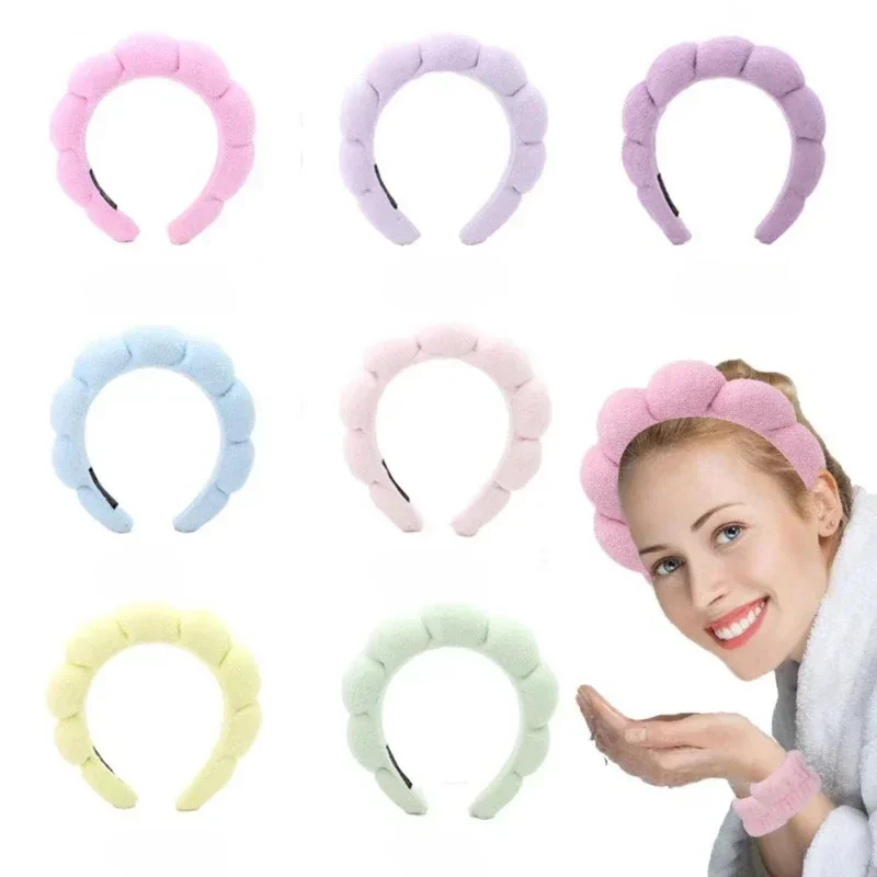 Mode Mikrofaser Waschen Haarbänder Puffy Stirnband Spa Blase Stirnband Waschen Gesicht Make-Up Dusche Hautpflege Mädchen Zubehör