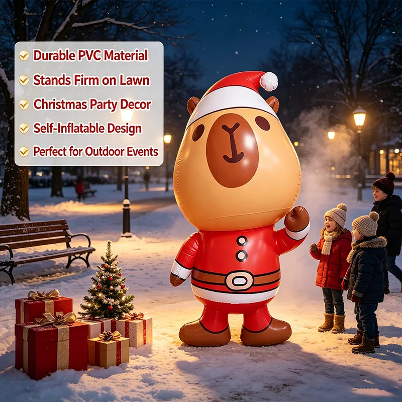 Airblown Inflatable Christmas Capybara with Sweater, Blow Up Yard Decoration for Party Garden Mall Photo Prop