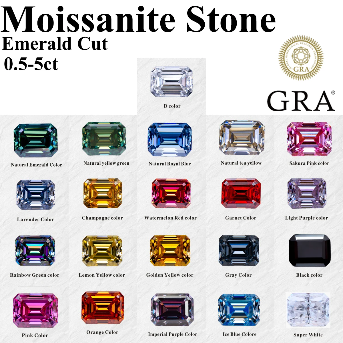 

Hot Sell Moissanite Stone Emerald Cut with Certificate VVS1 Combination chain Charms for Advanced Jewelry Making Materials