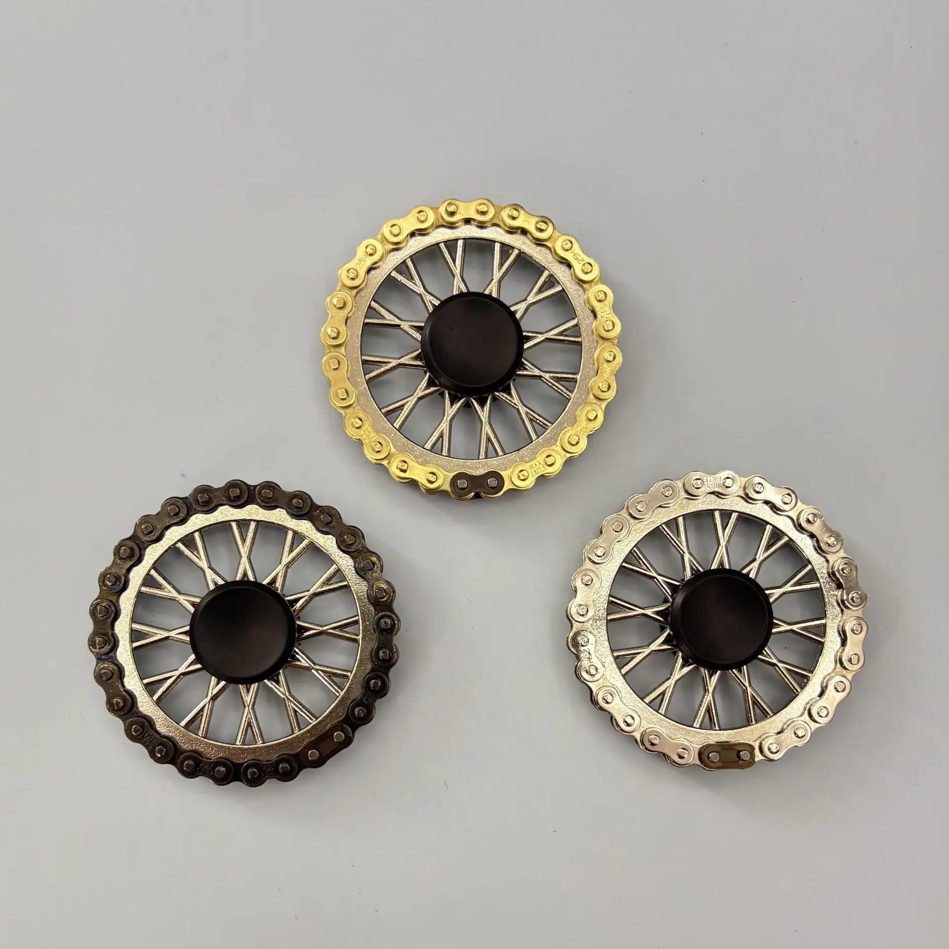 EDC Mechanisches Metallkettenrad Fidget Spinner Getriebekette Stressabbau Spielzeug Fahrradkette Handspinner 3-Minuten Fingerspitzen-Gyro