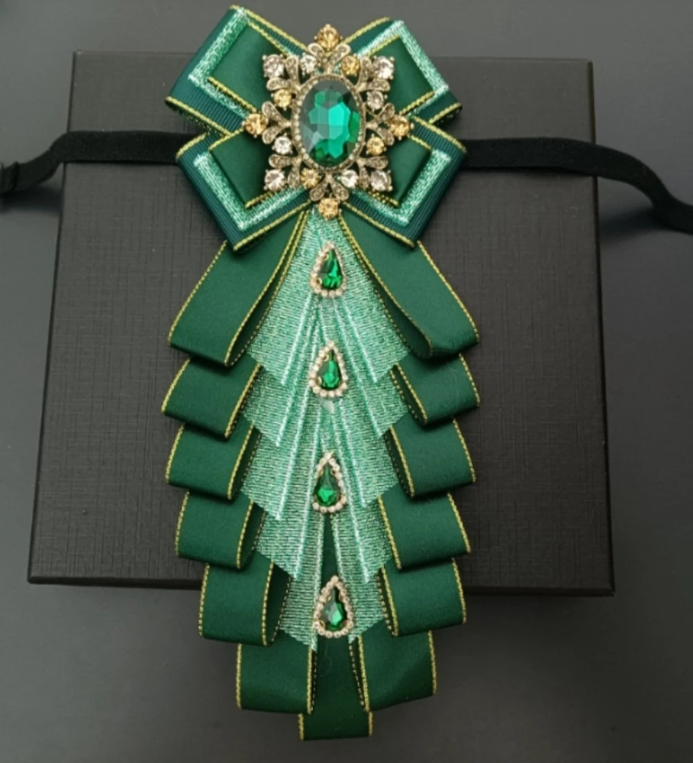 

Original Design Retro Men's Shirt Bow Rhinestone Brooch Pure Handmade Jewelry Gift Women's High-end Wedding Collar Flower Bows