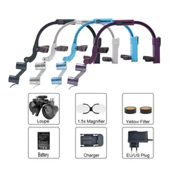 Dental Loupe Magnifier 2.5x 3.5x Magnification Binocular Medical Loupes 5W LED Headlight Head Light Headlamp BK SL BU PL 4Colors