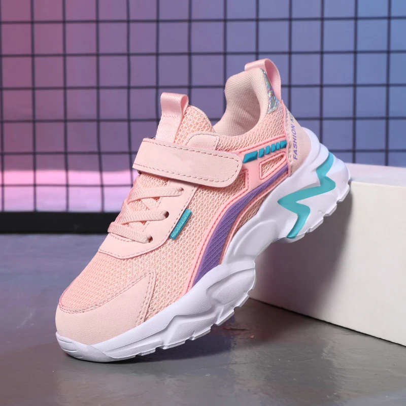 

Children's pink casual women's shoes breathable mesh sports shoes comfortable outdoor walking shoes
