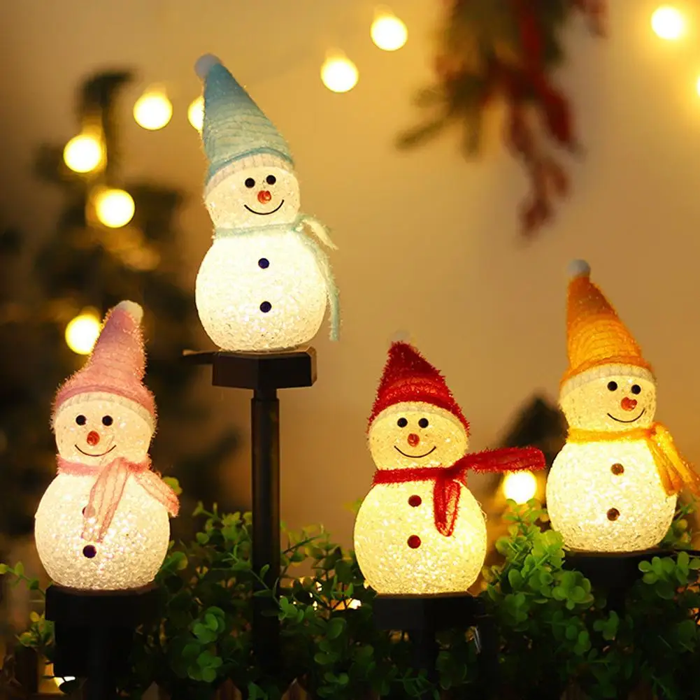 

LED Snowman Solar Garden Light Outdoor Ground Stake Light Solar Powered Xmas Pathway Lights For Christmas Lawn Yard Decoration