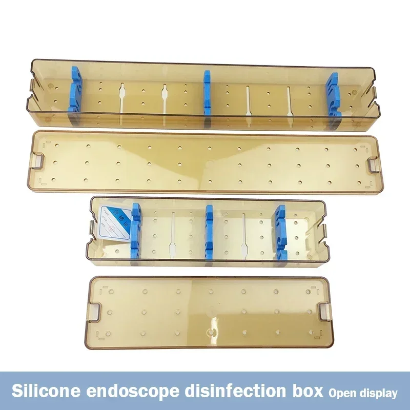 Caja de esterilización de endoscopio de silicona, caja de desinfección de endoscopio de plástico grande/pequeño resistente a altas temperaturas,