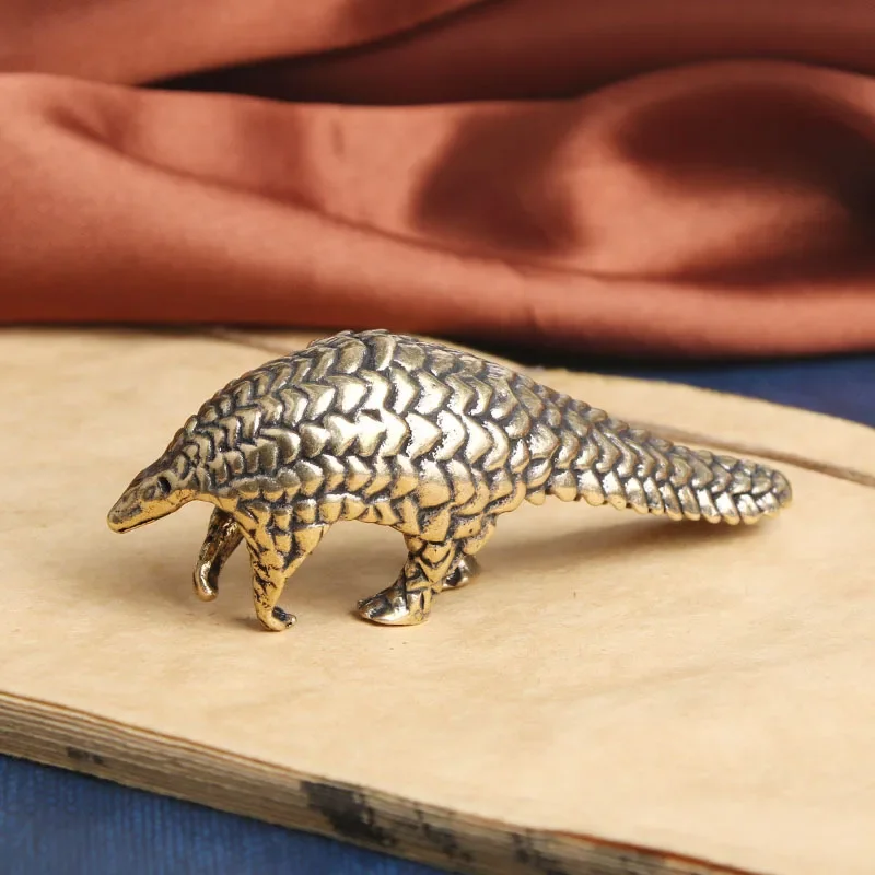 Brass Pangolin Figurines Miniatures Vintage Heavy Animal Household Ornament Statue Gifts Accessories Desktop Decoration Crafts