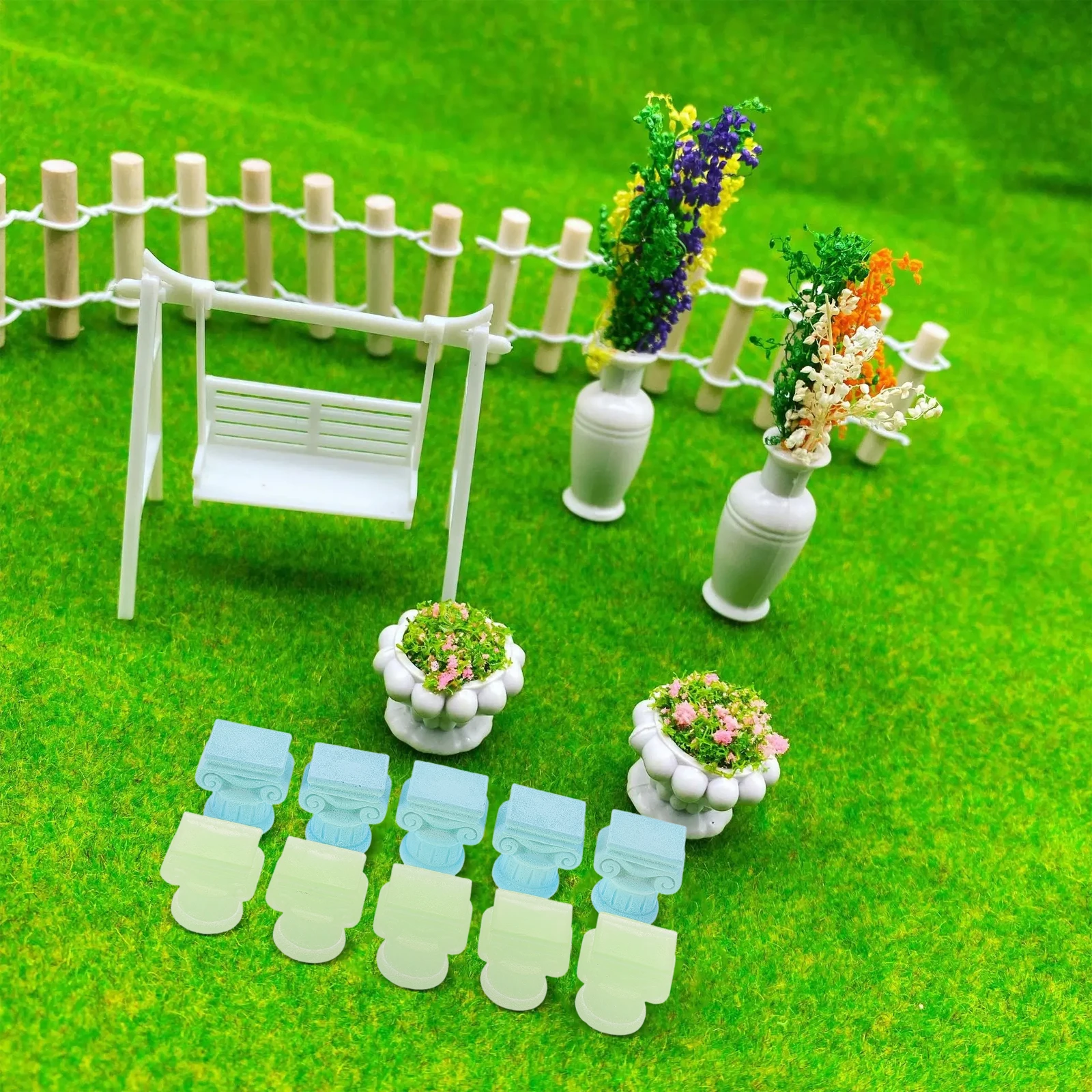 Coluna romana decoração estatuetas em miniatura estátua de resina jardim paisagem acessórios pequenas figuras de coluna romana musgo