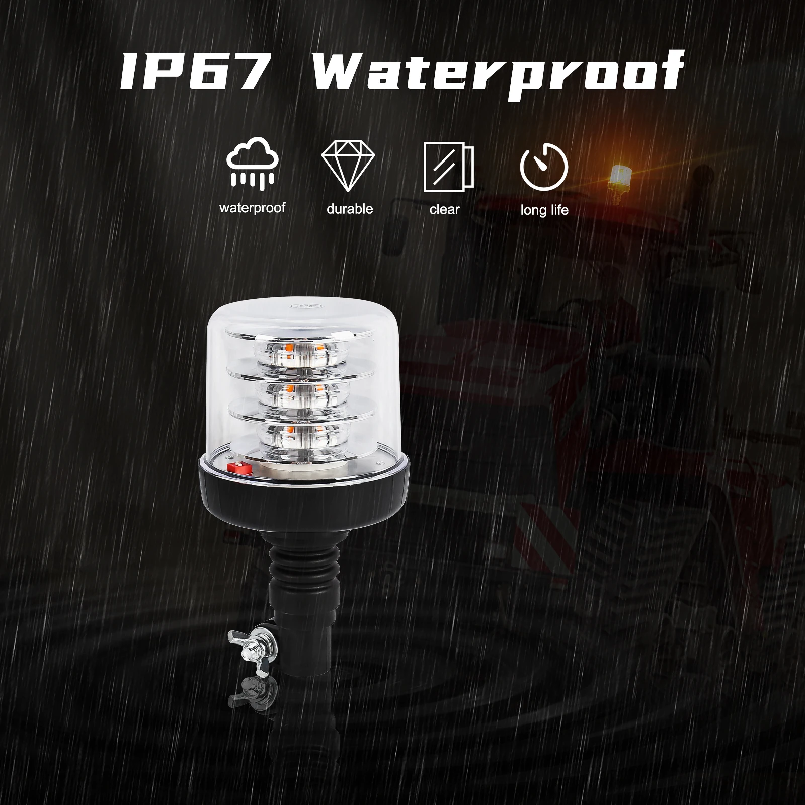 360 Degree Rotating Warning Light For Car Truck Agriculture Marine Boat Yacht Navigation Light Amber Emergency Security Strobe