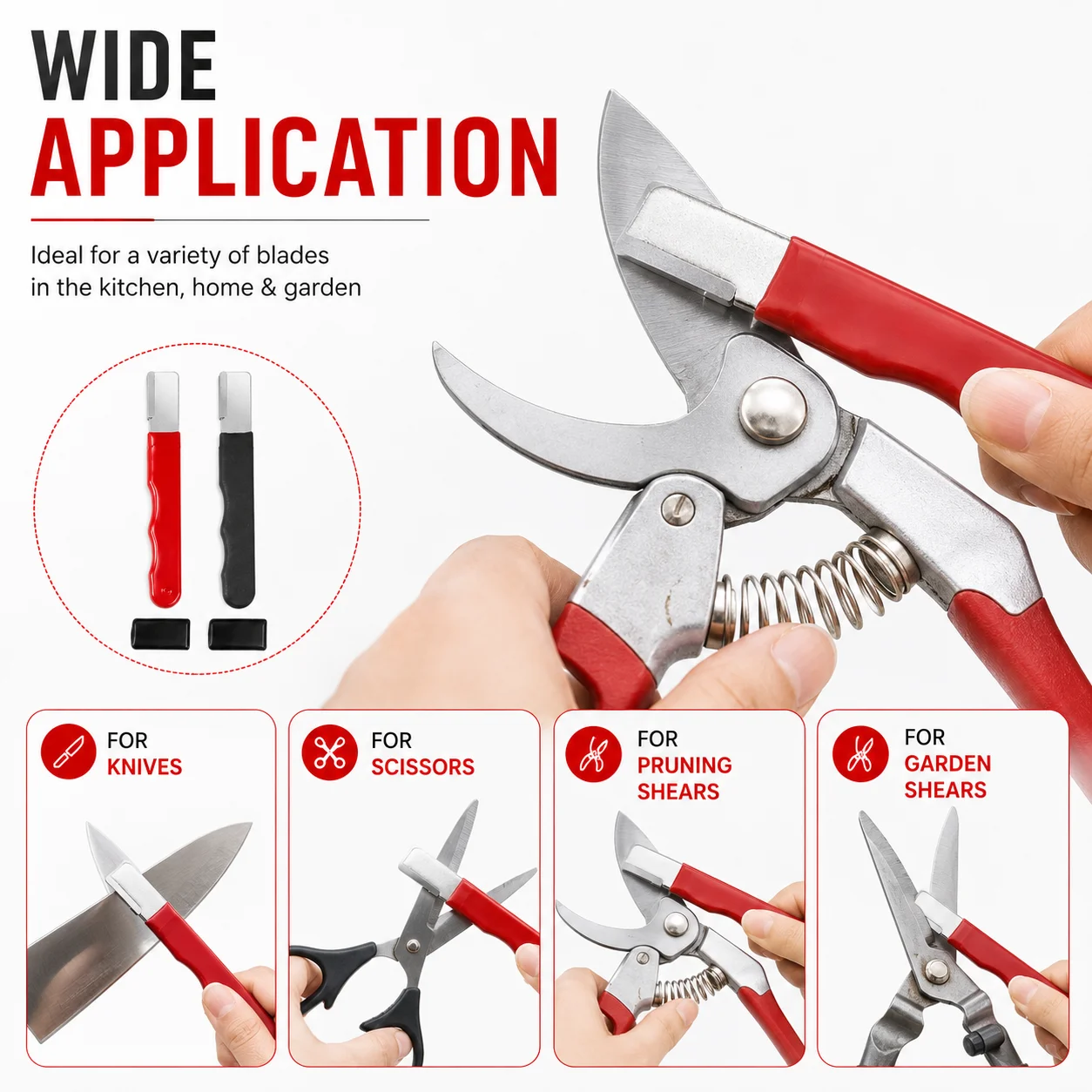 2PCS Garden Tool Sharpener, Portable Knife Sharpening Stone, Edge Grinder for Pruners Shears Scissors Chisels Blades