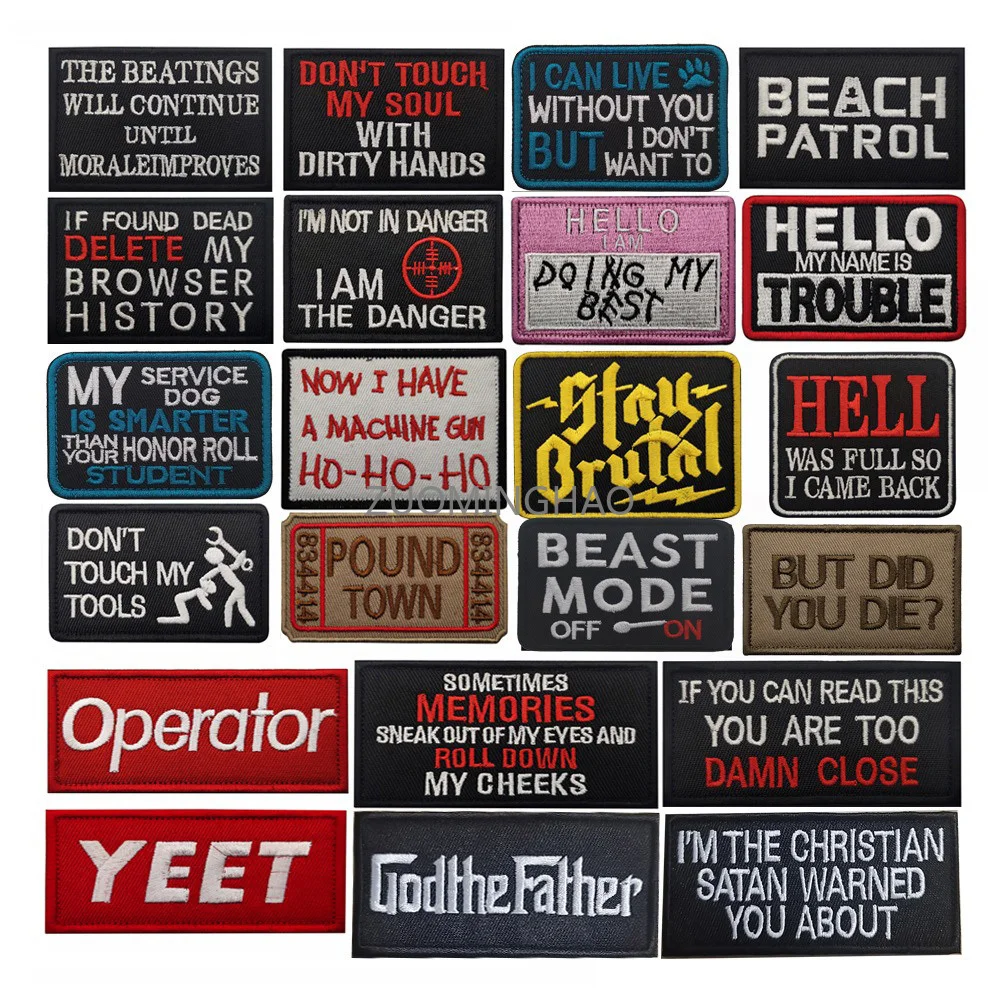 Personality Hot Selling English Letters DON'T TOUCH MY TOOLS Embroidery Fun Badge Outdoor Bag Sticker Patches for Clothing