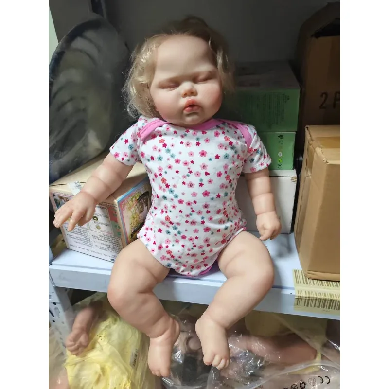 Muñeca durmiente de pepinillos de 24 pulgadas y 60cm, muñeca bebé Reborn realista de princesa con pelo de raíz de mano