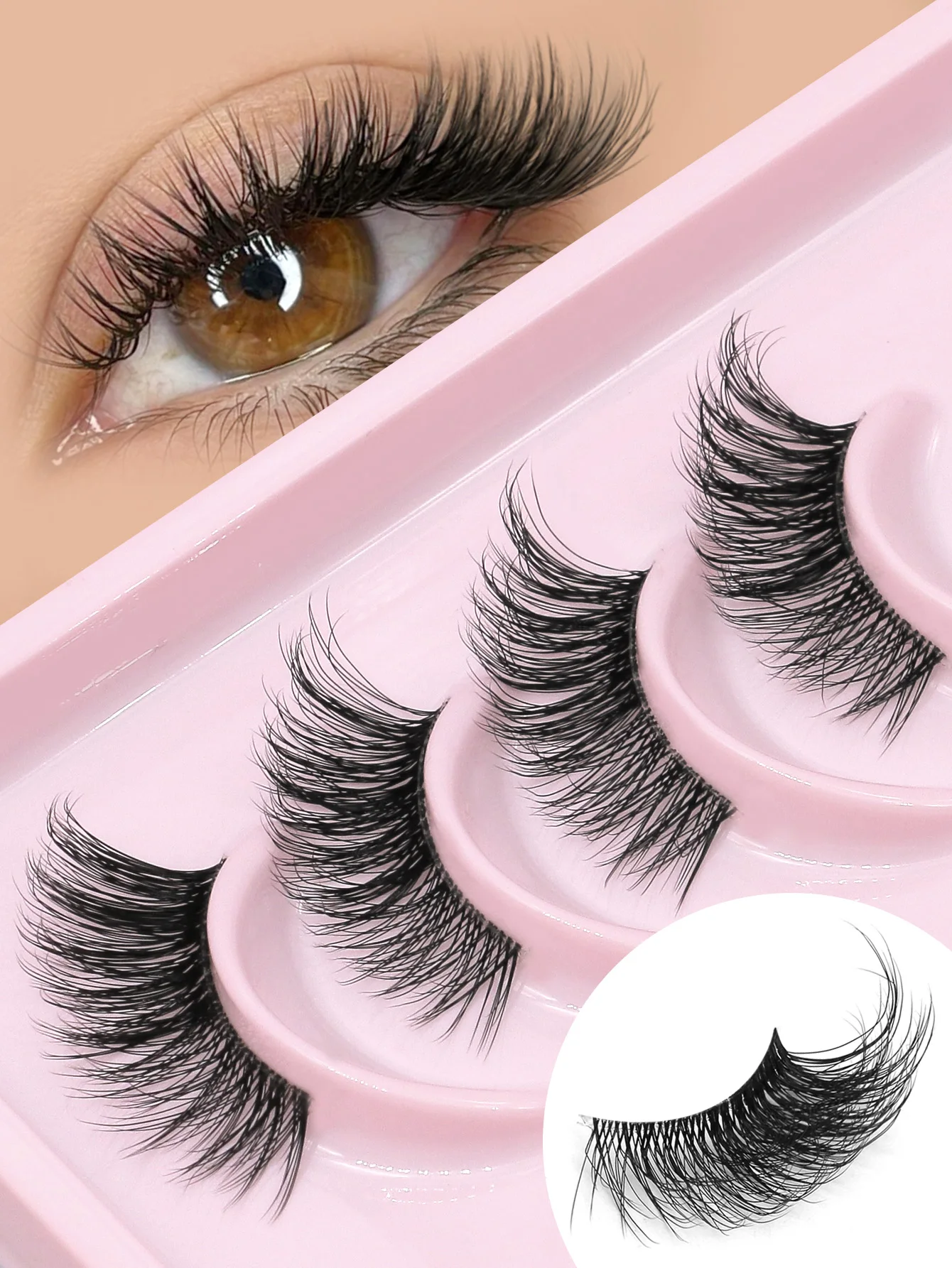 GROINNEYA Half Lashes Cat Eye Lashes Faux Mink Eyelashes Natural Long Manga Lashes Winged End Eye Elongated Eyelashes Fake Lashe