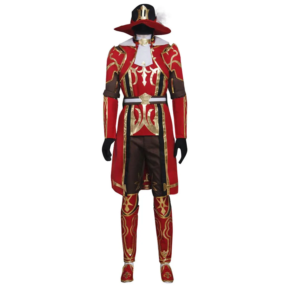 Game FF14 Red Mage Cosplay Kostuum Mannen Rode Pakken Volledige Sets met Hoed Halloween Party Outfits