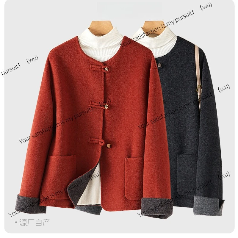 

ZOCI-новое китайское двустороннее шерстяное пальто в тон, женское верхнее осенне-зимнее шерстяное пальто