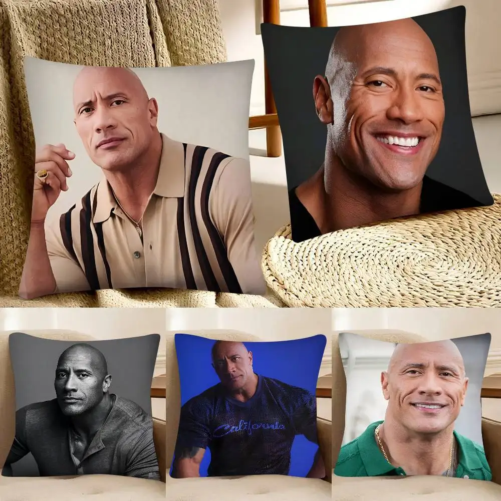Actor Dwayne Johnson Pillow Case Fashion Square Pillowcase Bedroom Sofa Room Ins Decoration Leisure