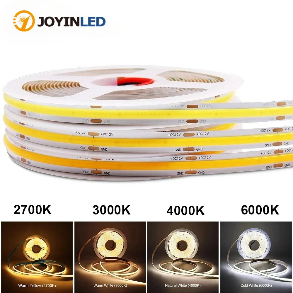 JOYINLED 5M 10M LED Strip 24V COB LED Light Strip Flexible Ribbon LED Light Room Decor LED Tape 2700K 3000K 4000K 6000K 8mm
