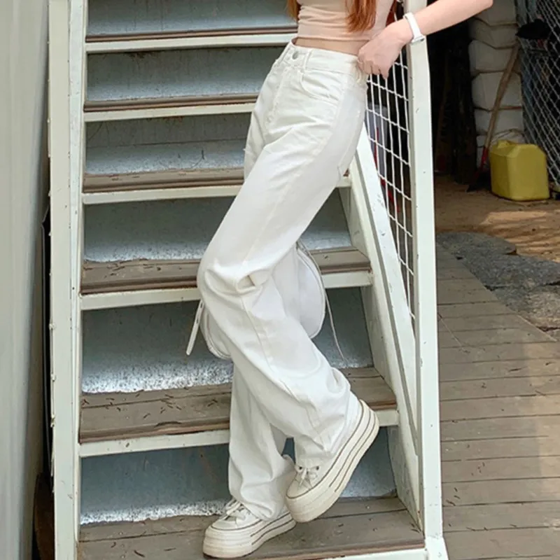 

Wide Leg Denim Pants High Waist Korean Loose Straight All Match Fresh Retro seasonal High Quality Pants Female Brand New Arrival