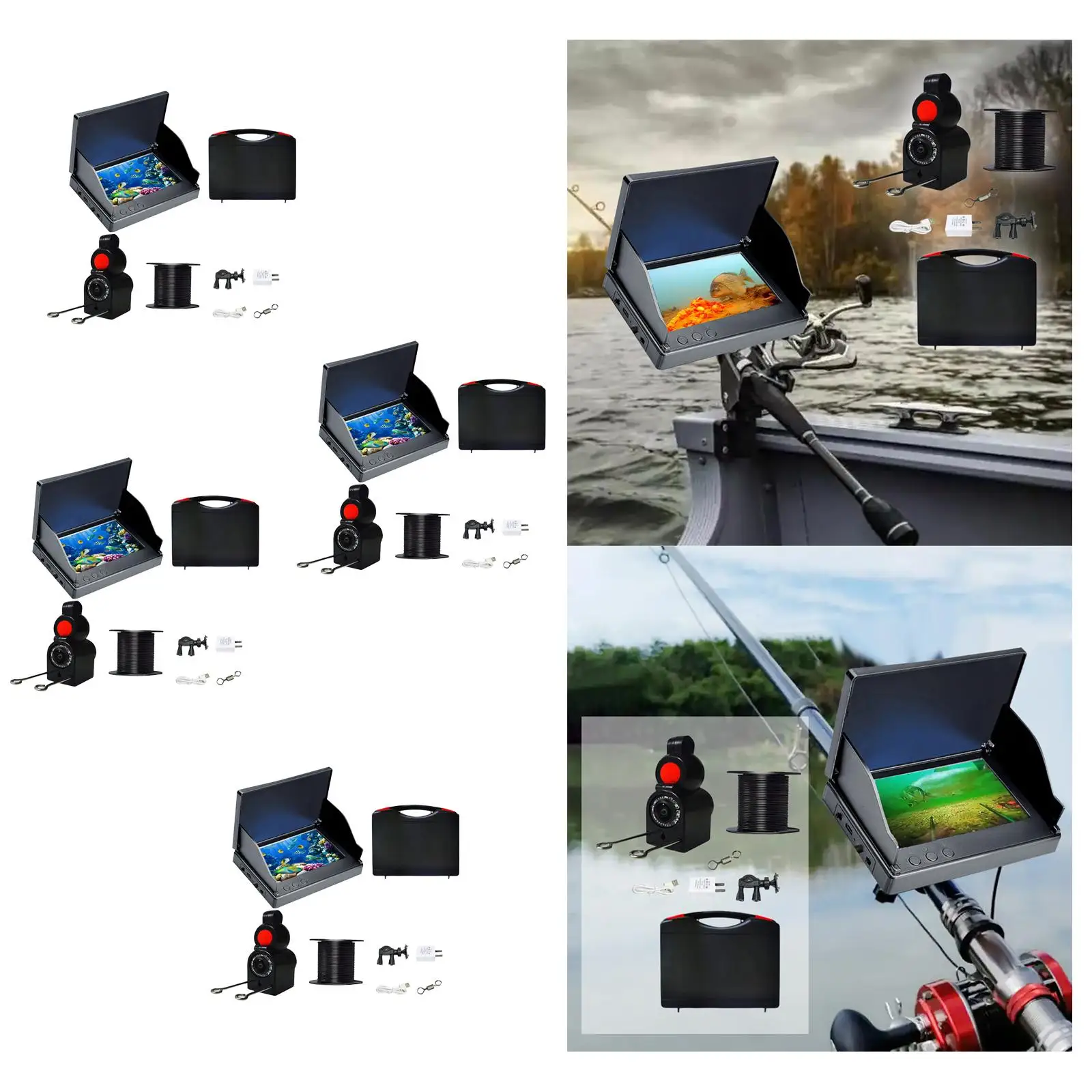 

Fish Finders Vision 4.3'' Display Portable Equipment Waterproof Color Monitor for Boat Water Sports Open Water Sea Ice Fishing