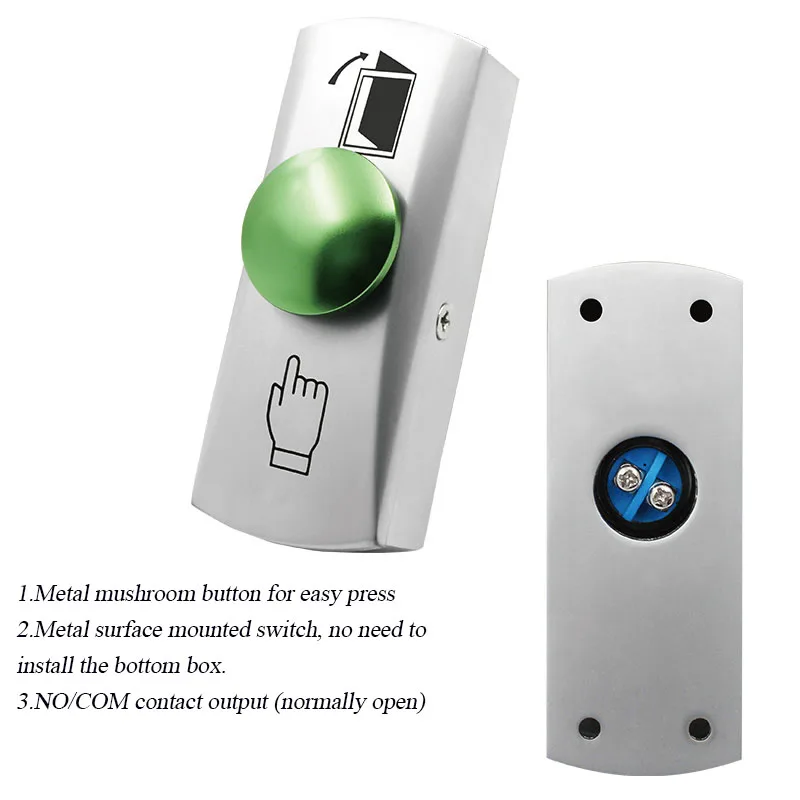 Mushroom Shape Door Opening Switch DC12V Zinc Alloy Self Resetting Button Automatic Door Opening Button