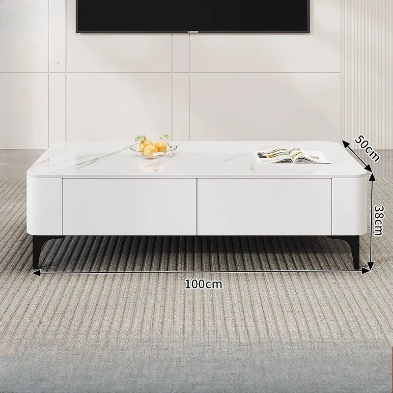 Drawer Extendable Coffee Table Gold Unique Design Luxury Coffee Table Stainless Steel Space Saving Mesa De Centro Furniture Home