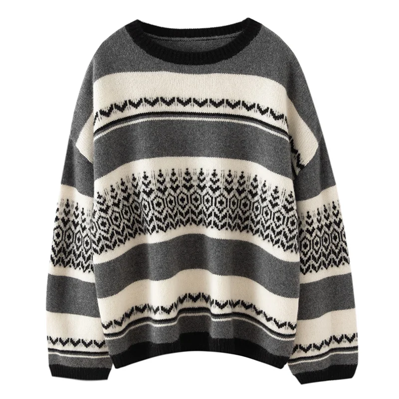 

Женский пуловер, повседневный свободный, мягкий, теплый, с круглым вырезом, комфортный, 100% кашемир, вязаный свитер с длинными рукавами, элегантный стиль, новые поступления, топы