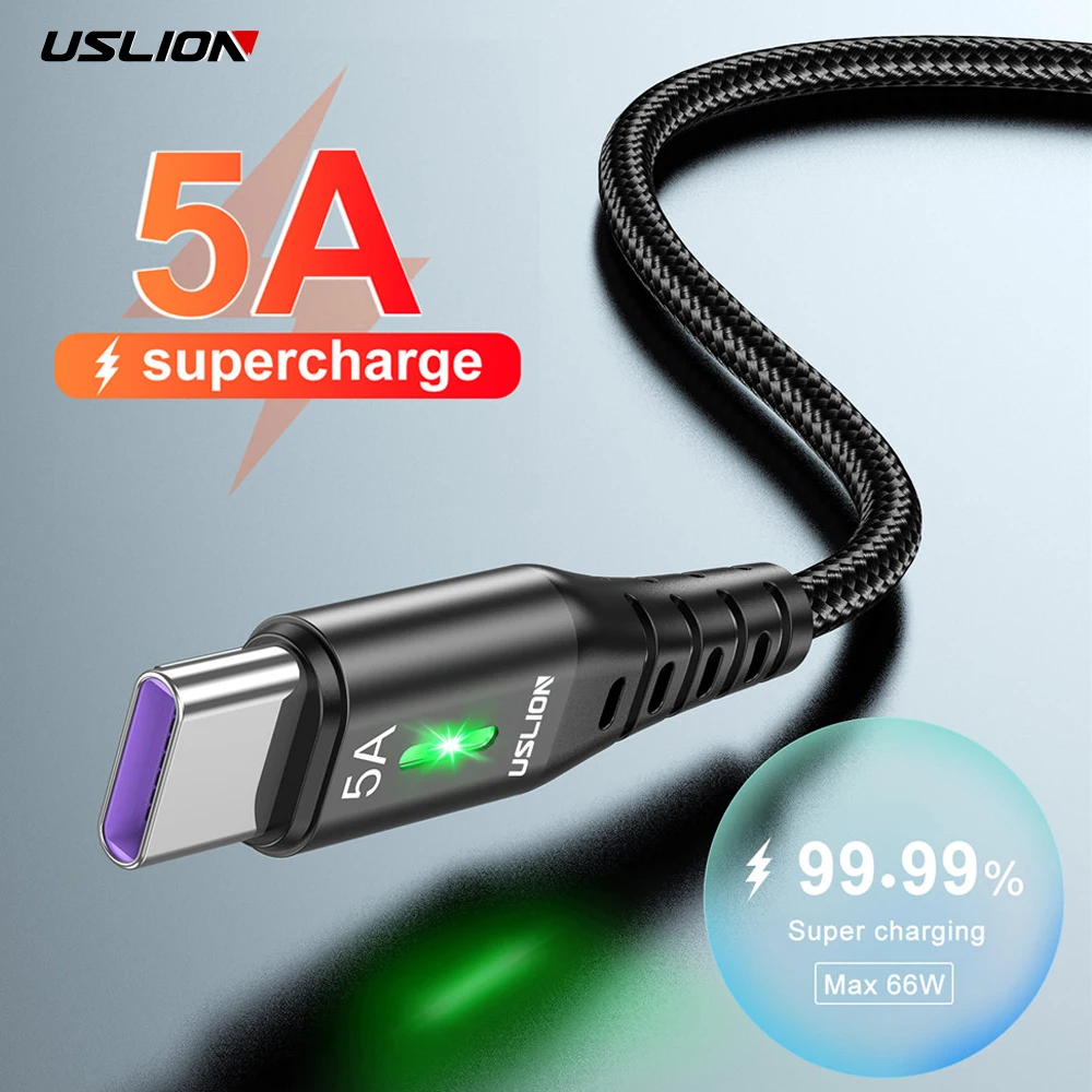 

Кабель USLION 5A USB Type C для Huawei P40 P30 Pro, Сверхбыстрая зарядка, Type C, провода, Micro Data, зарядный шнур для Xiaomi Poco