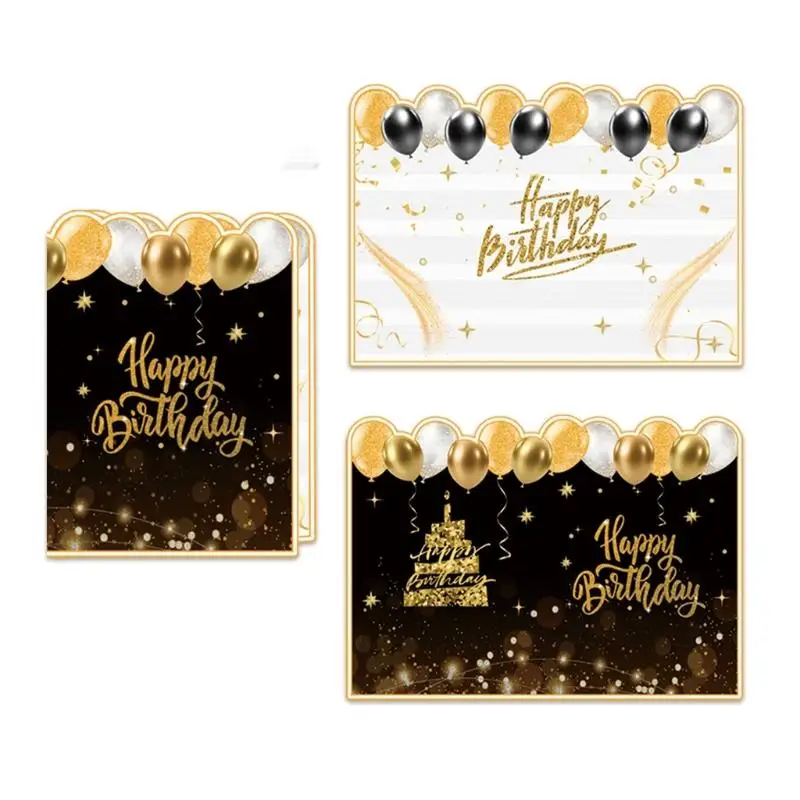 

G6KF Message Commemorative Card Oversized Happy Birthday Guestbook Black Golden Signatures Guest Book For Family