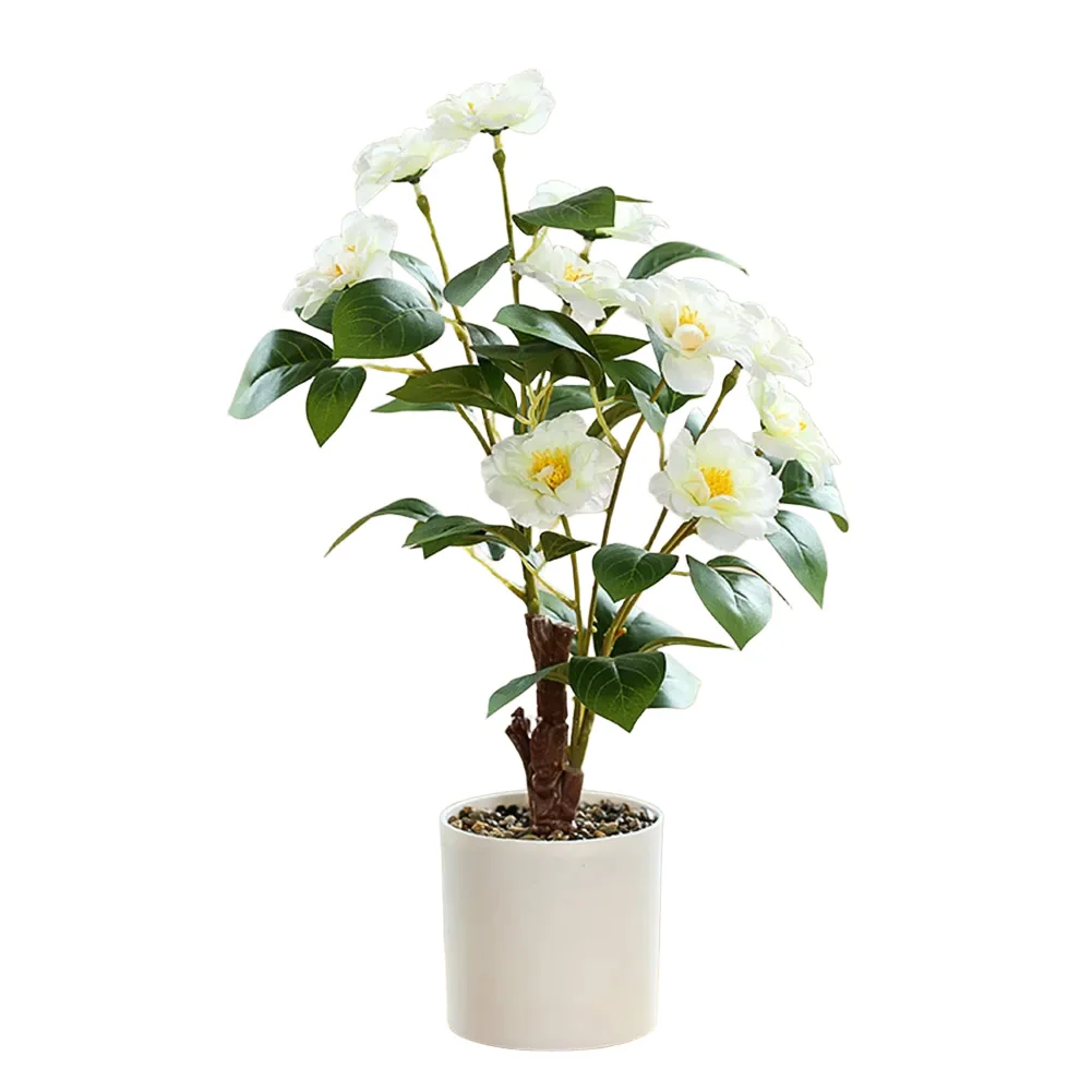 

42cm Potted Imitation Camellia Plant - Perfect For Home And Office Decoration Artificial Decorations Flowers