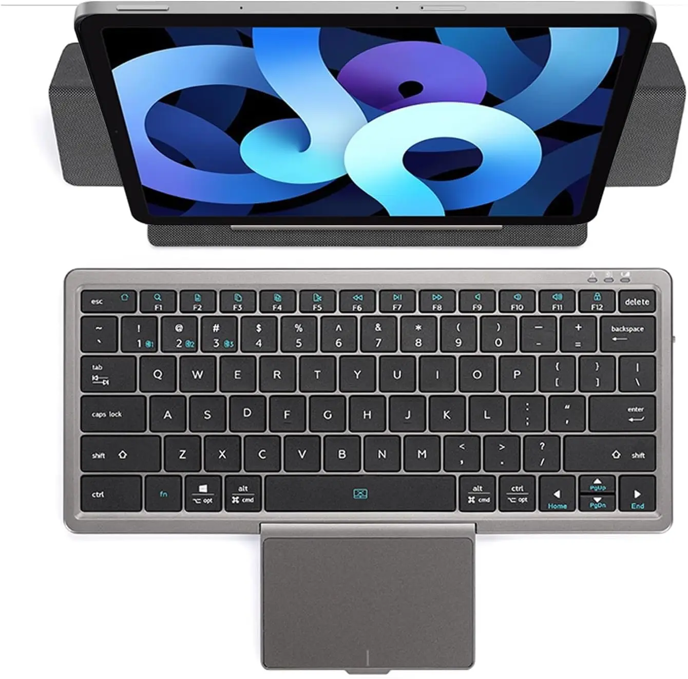 Steam Deck Travel Foldable Keyboard, Portable Multi-Device Wireless Bluetooth Keyboard with Touchpad & Number Pad for Steam Deck