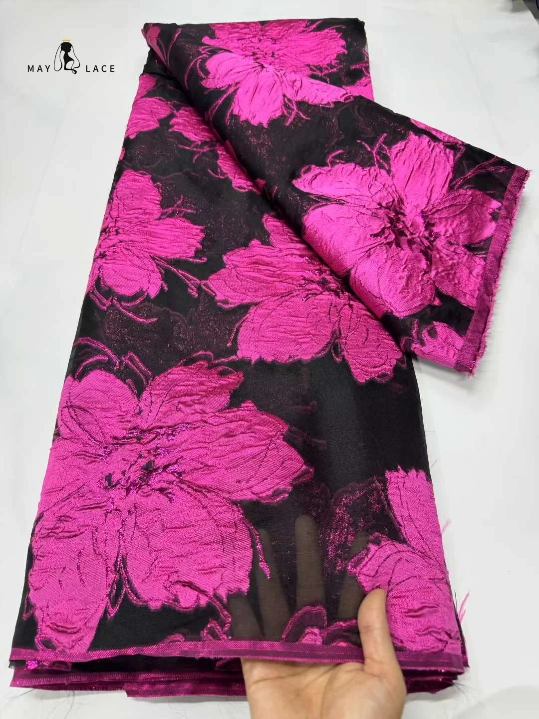 

Wholesale African Jacquard Brocade Lace Fabric 2025 French Nigerian Organza Lace Fabric African For Party Dress Sewing Material