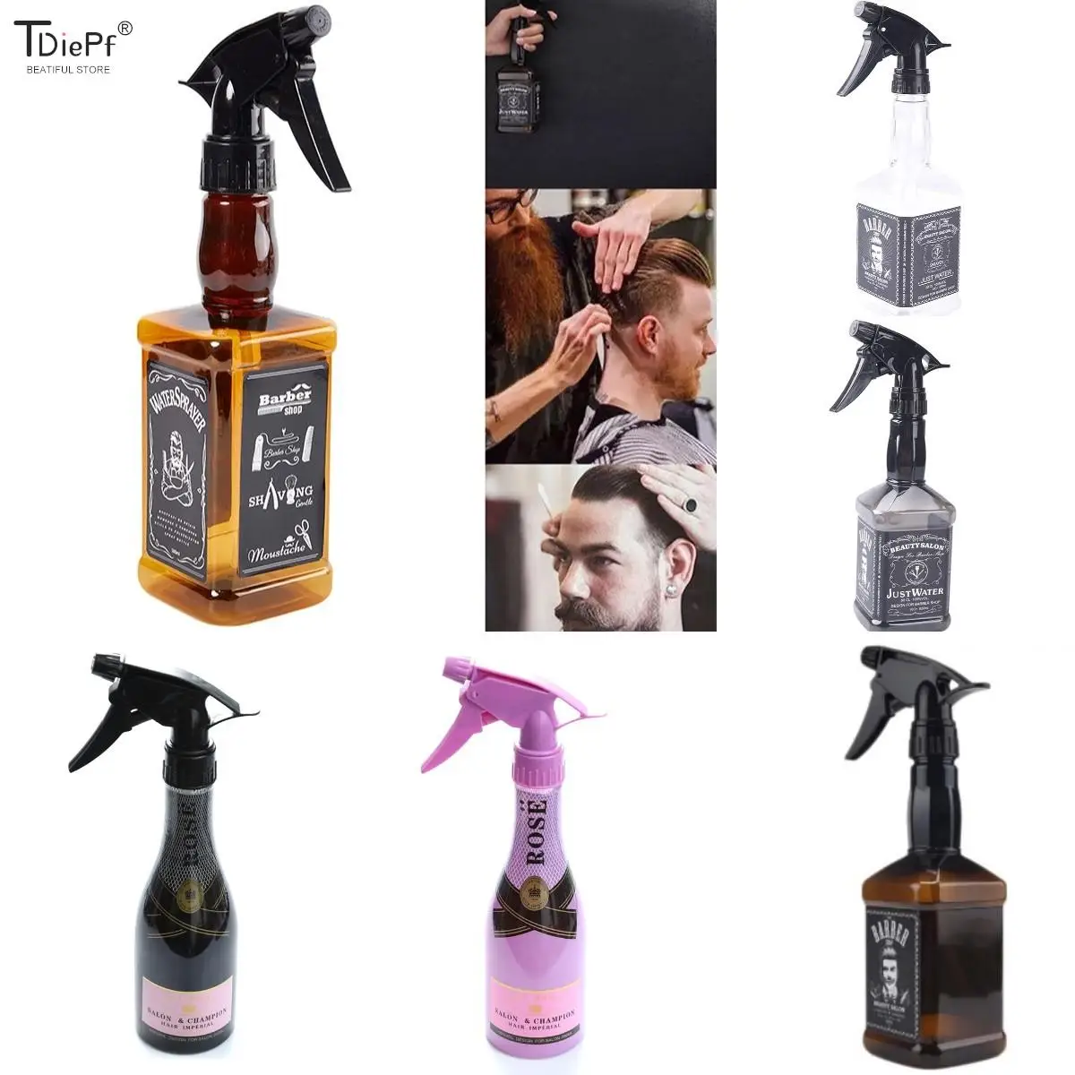 

280/450/600ML Hairdressing Spray Bottle Salon Barber Hair Water Sprayer Retro Whiskey Oil Head Watering Can Hairdresser Accesori