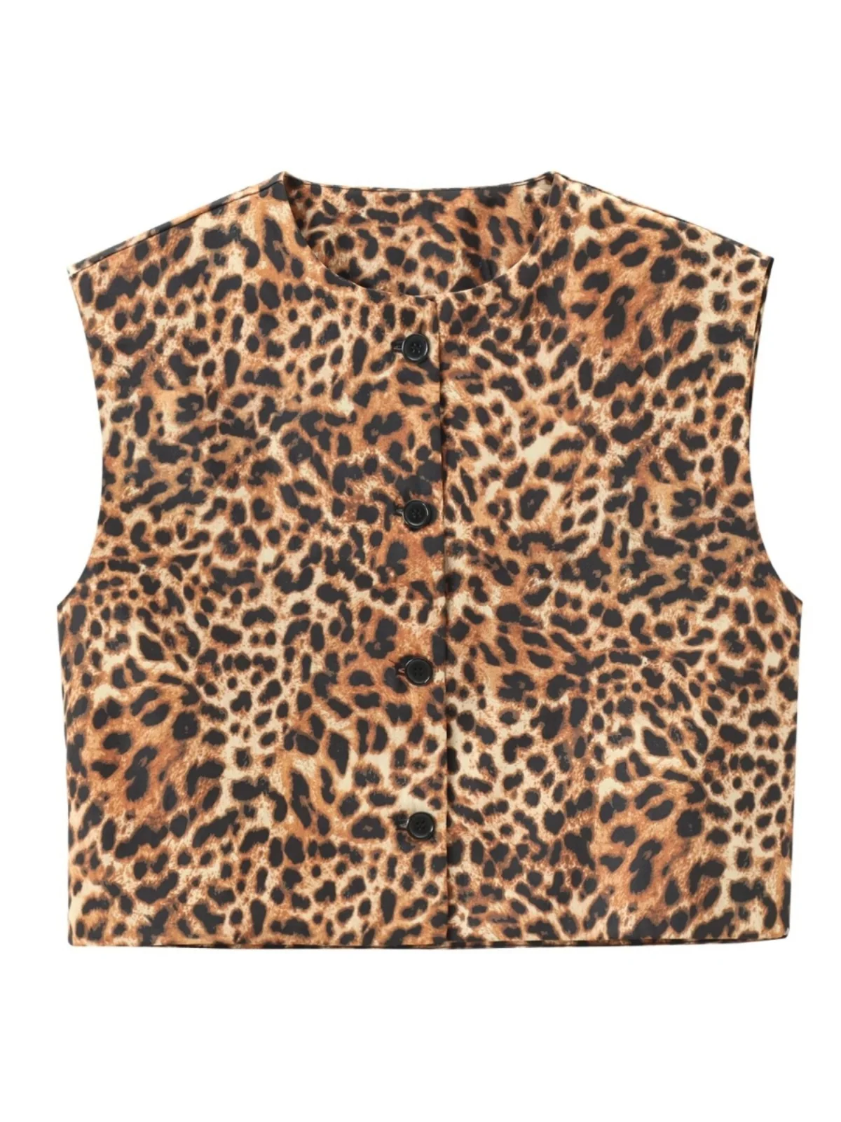 Chaleco redondo Ne para mujer, Top con botones, sensación de gama alta, novedad de verano, cárdigan coreano de fibra de poliéster holgado