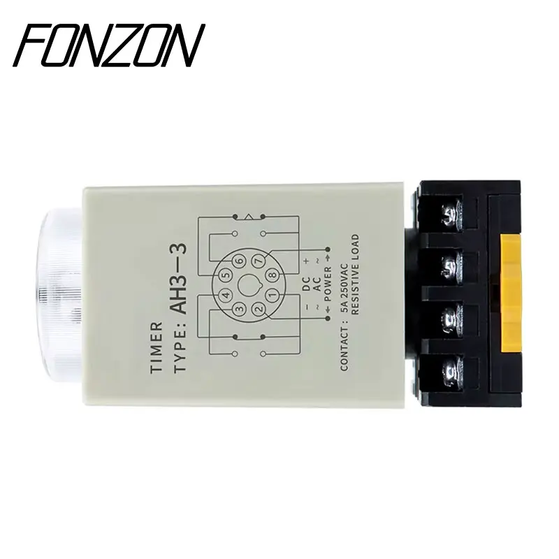 AH3-3 Power on Delay Timer Time Switch Delay Timer Relay With 8pin Socket 12 24V 110V 220V 380V Adjustable time 1~60S 3~60M