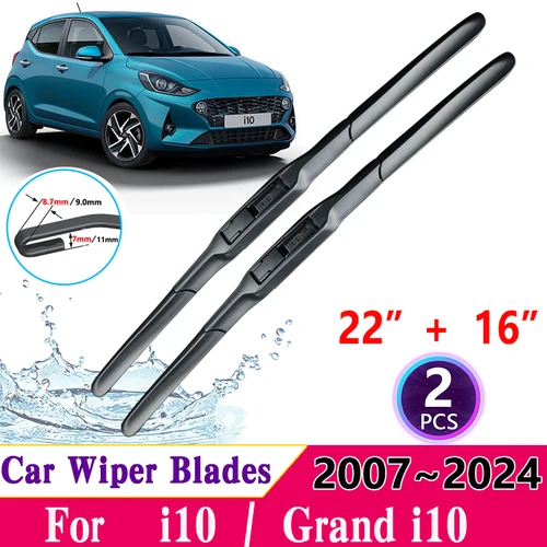 Limpiaparabrisas de coche para Hyundai i10 accesorios de coche 2013 Grand i10 2007 ~ 2024 accesorios de limpiaparabrisas delanteros