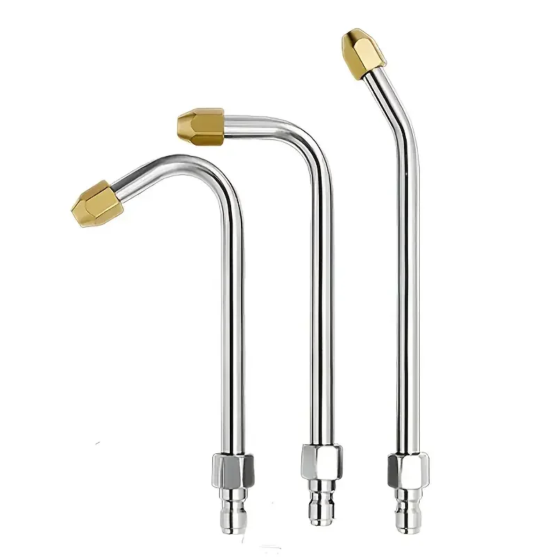 3pcs Heavy-Duty Pressure Washer Extension Nozzles - 25°/90°/U-Bend with 1/4' Quick Connect for Car & Outdoor Cleaning