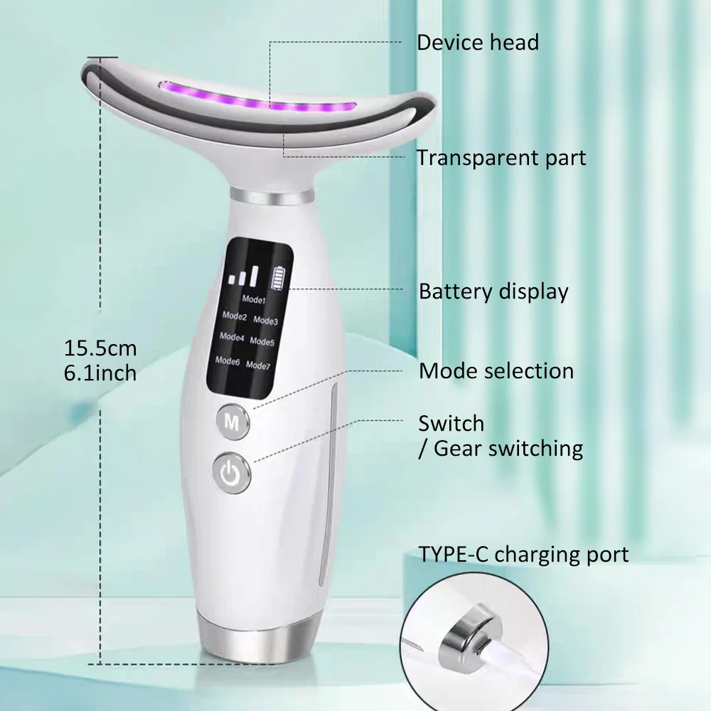 جهاز تجميل الرقبة مدلك الوجه مع ضوء LED EMS V الوجه المضادة للتجاعيد الرقبة الجلد رفع تشديد آلة مزيل الذقن المزدوجة