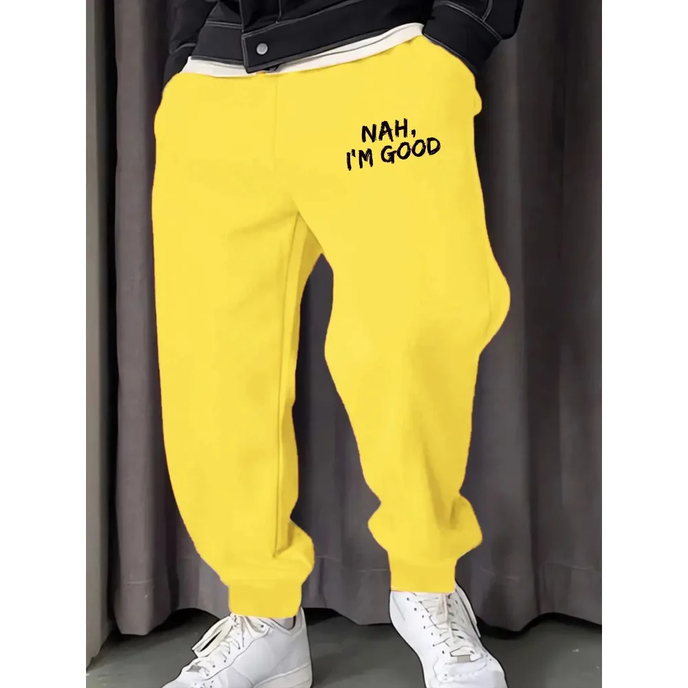 

Nah I'M Good Printing Male Sweatpants Autumn Trendy Drawstring Pant Casual Warm Britches Sports Street Unisex Long Pants