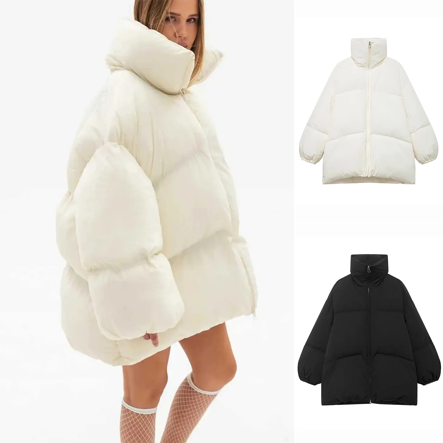 Invierno nuevo Casual Sle suelta ajuste cremallera Stand Collar largo Sve longitud media algodón Jaet prendas de vestir exteriores de mujer viaje Faion