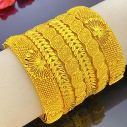 XUHUANG Indian Luxury  Bangles Bracelet Jewelry for Women Wedding Dubai 24k Gold Color Charm Accessories for Arabic Party Gifts