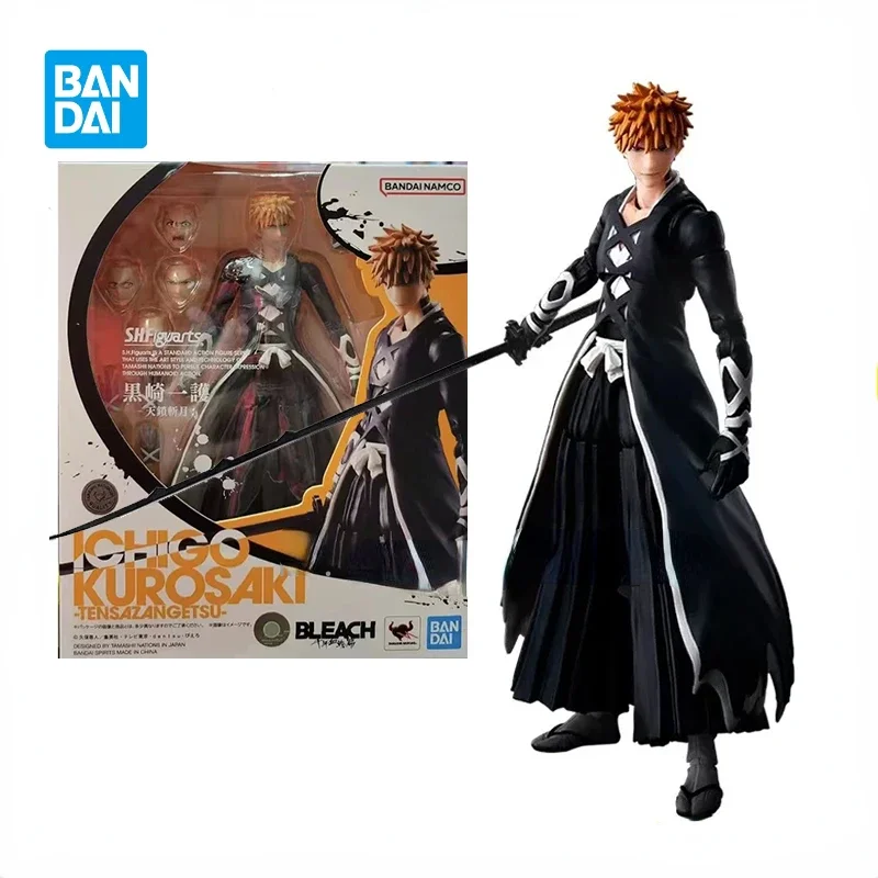 In Stock BANDAI Original S.H.Figuarts SHF Death God Kurosaki Ichigo Tensu Zangetsu Anime Action Figure Model Toy Collection Gift