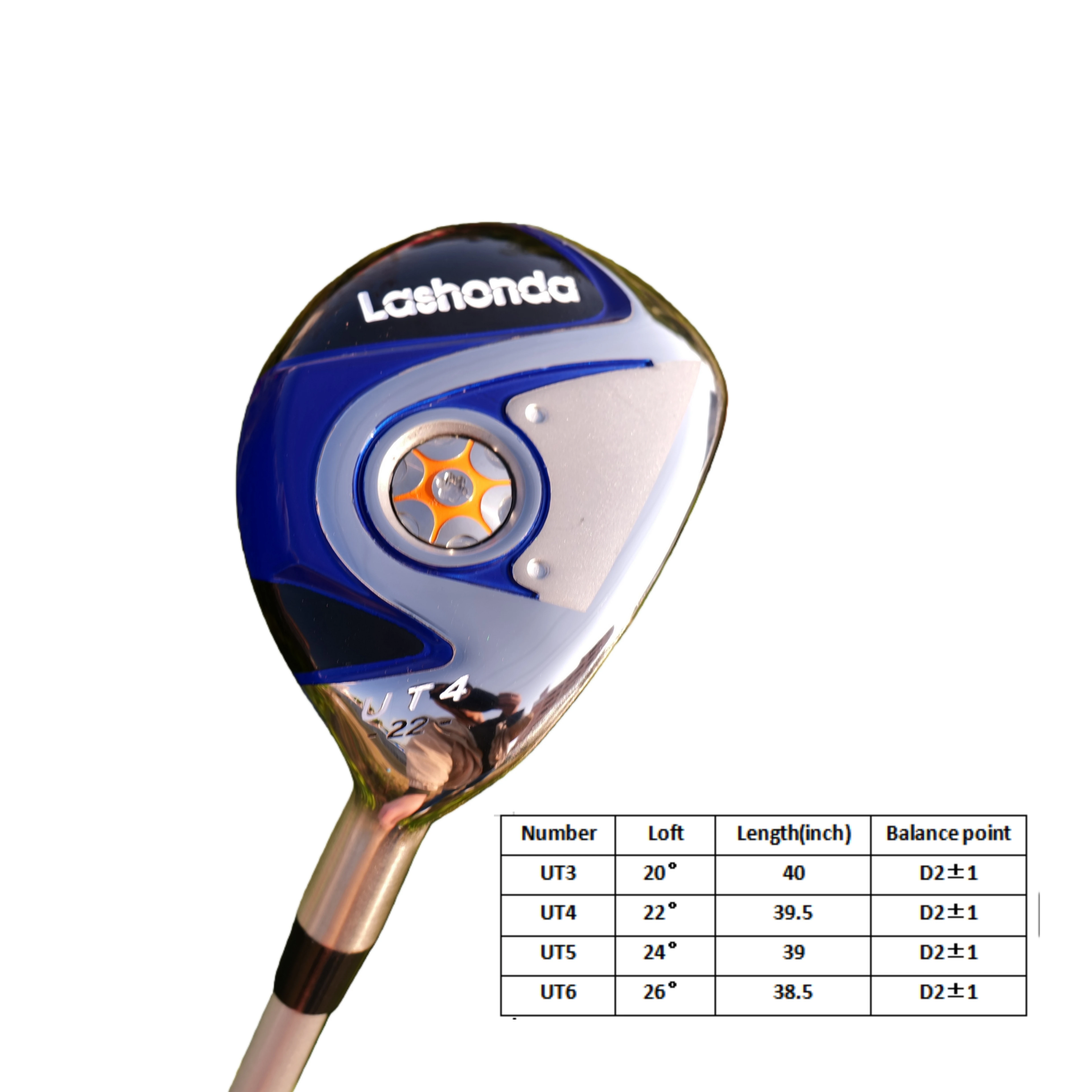 Lashonda Golf Hybrid Utility Club, SR Flex Graphite Shaft, Stainless Steel Head, Low Deep Center of Gravity, High MOI & Forgiven