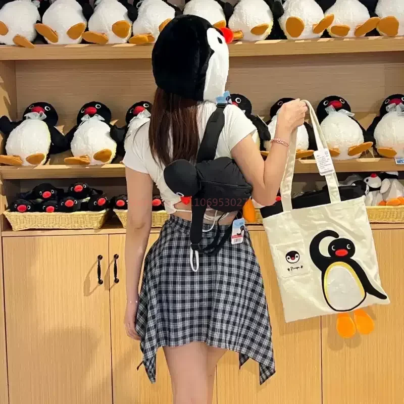 Borsa a tracolla autentica Pingu Penguin 'Tiny Feet' - Nuova borsa a tracolla casual alla moda in tela carina da donna, regalo di Natale