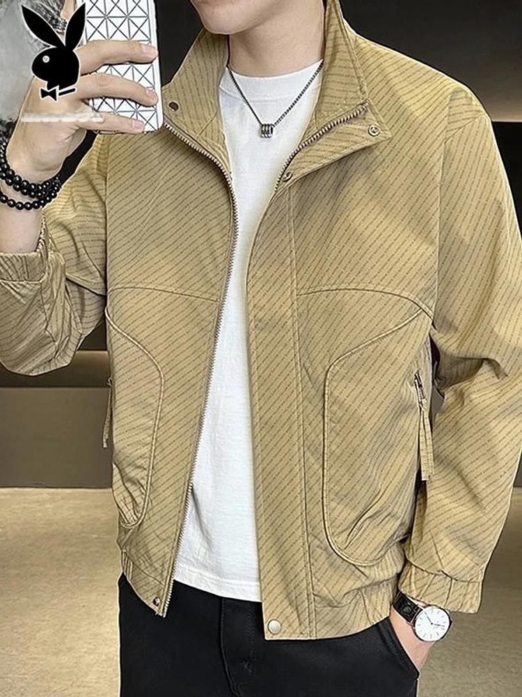 

Men's ort Stand Collar Jaet Casual Loose Spring New Sle Zipper Decoration Polyester Fiber Warm Outerwear