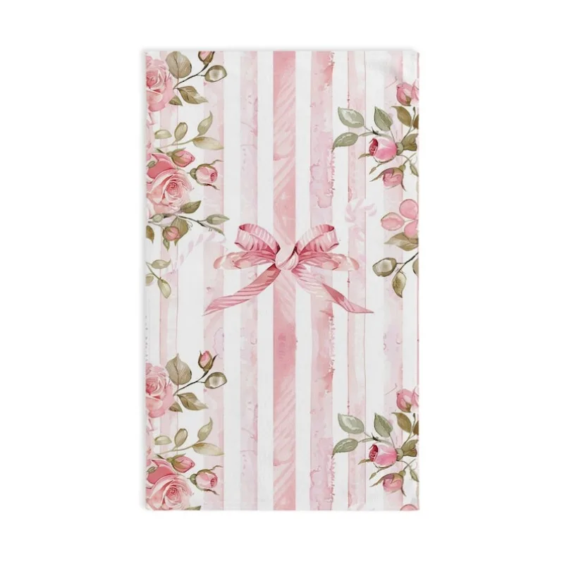 2026 Pink Roses Hand Towel Coquette Bathroom Decor Microfiber Absorbent Dish Cloths Reusable Washable Kitchen Cleaning Towels