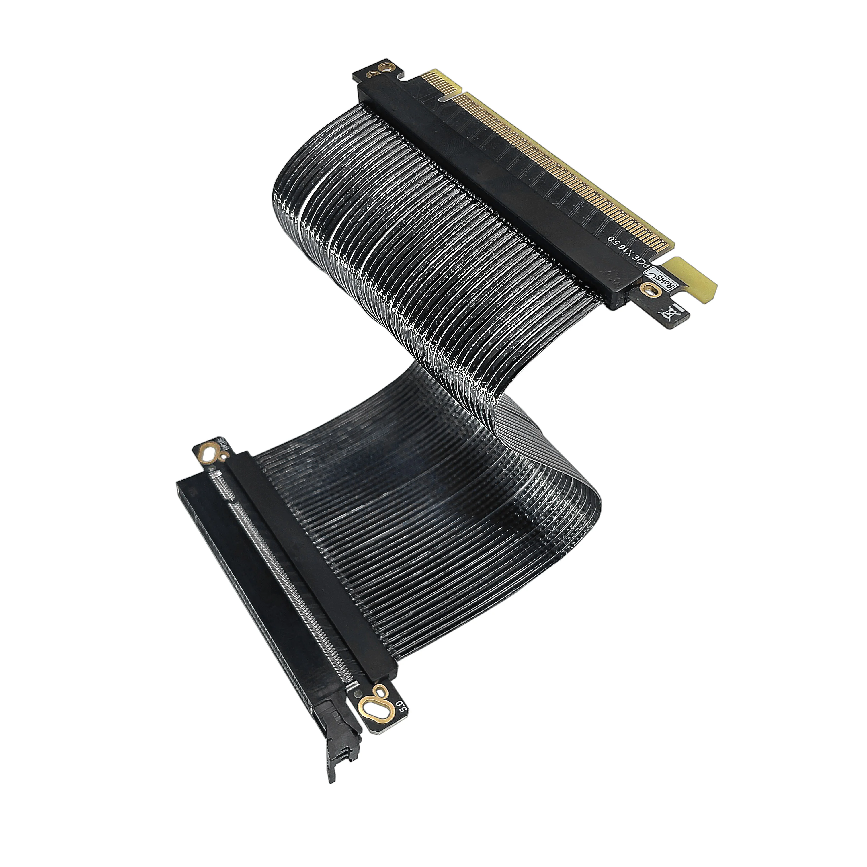 ITX 케이스용 PCIe 5.0 X16 GEN5 64GB/s 양방향 대역폭 그래픽 카드 연장 케이블 은도금 GPU 연장 케이블