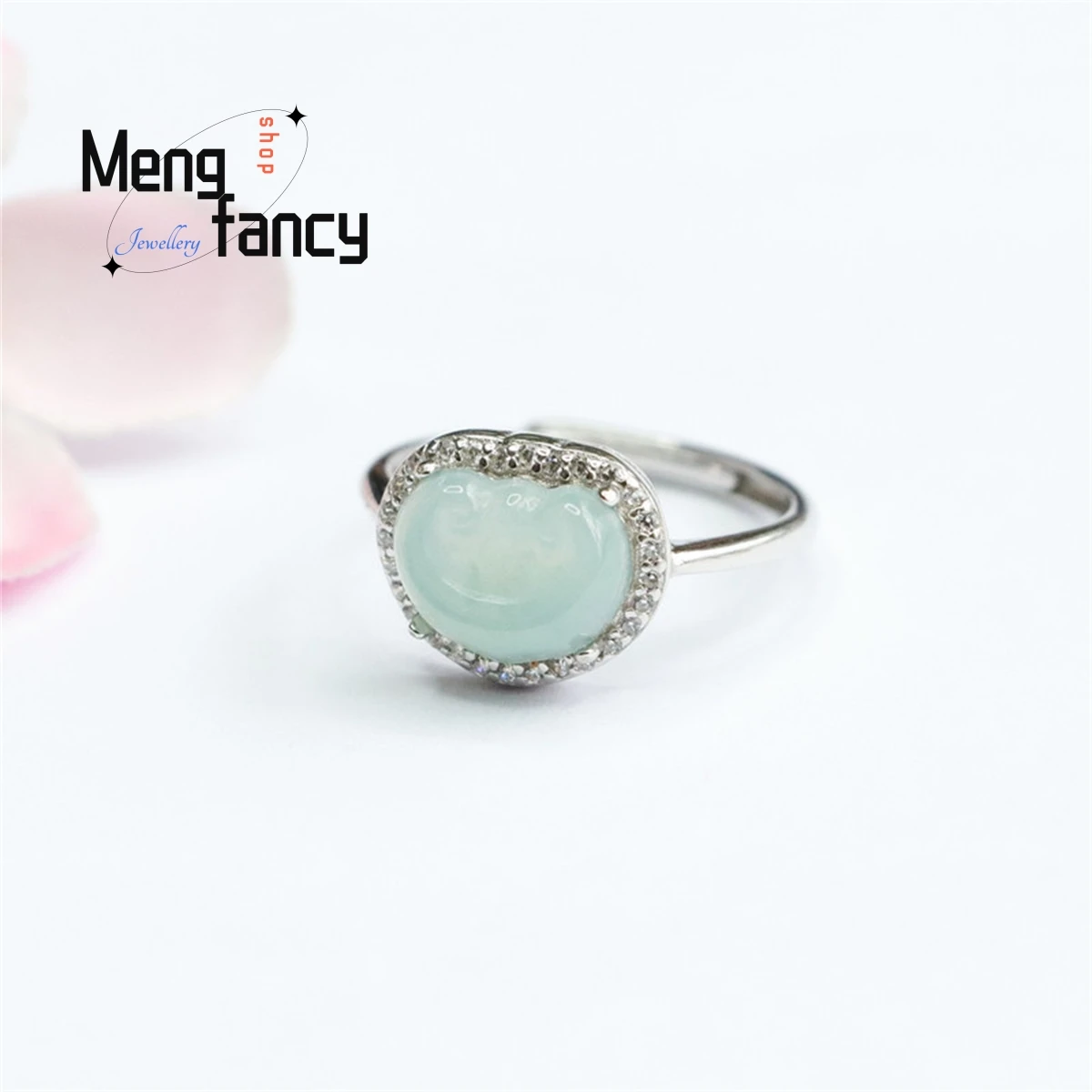 Anillo de plata S925 con incrustaciones de jadeíta, joyería fina de lujo, Ruyi, agua azul hielo, elegante, personalizado, versátil