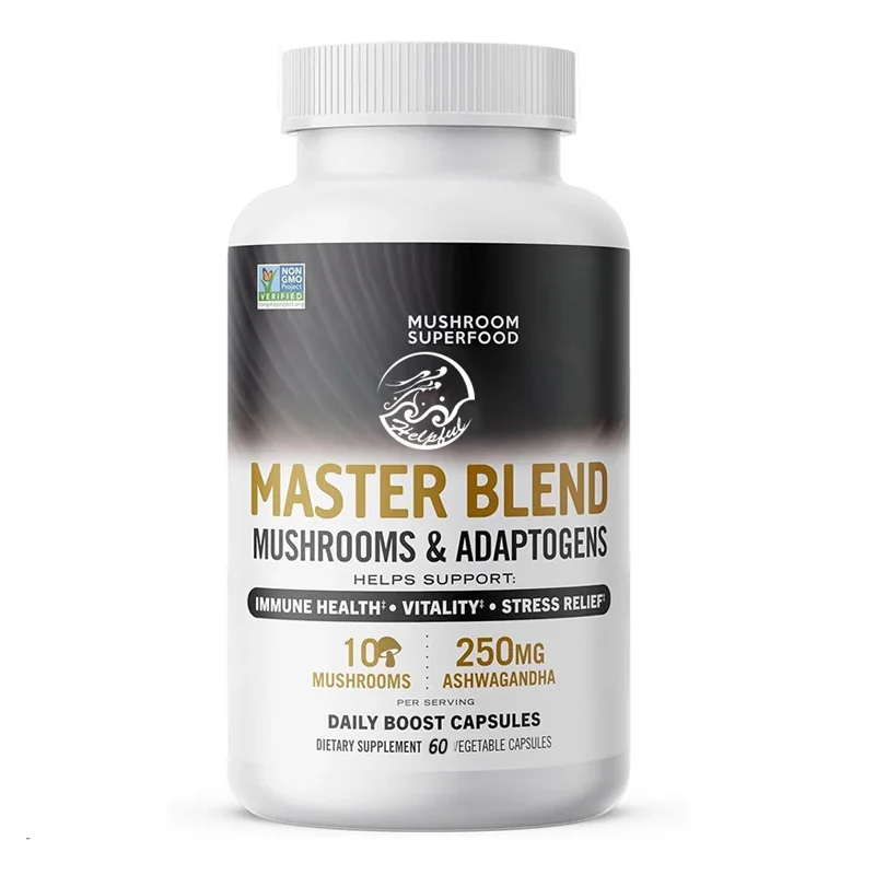 Mix Mushrooms and Adapt to Original Capsule Supplements 60 Pills of 10 Mushroom Compounds for Immune Health and Best Health