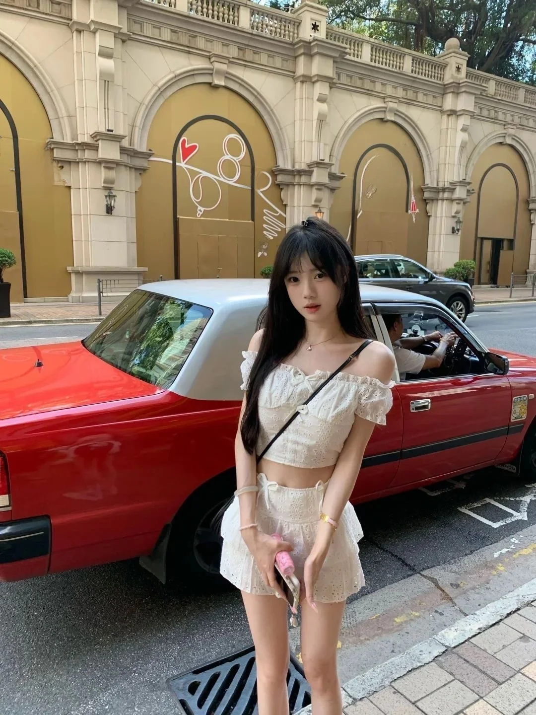 

Sweet Shoulder Bridesmaid Set Women's Dress White Top Short Skirt Two-Piece Suit Summer Fashion High Waist Knot