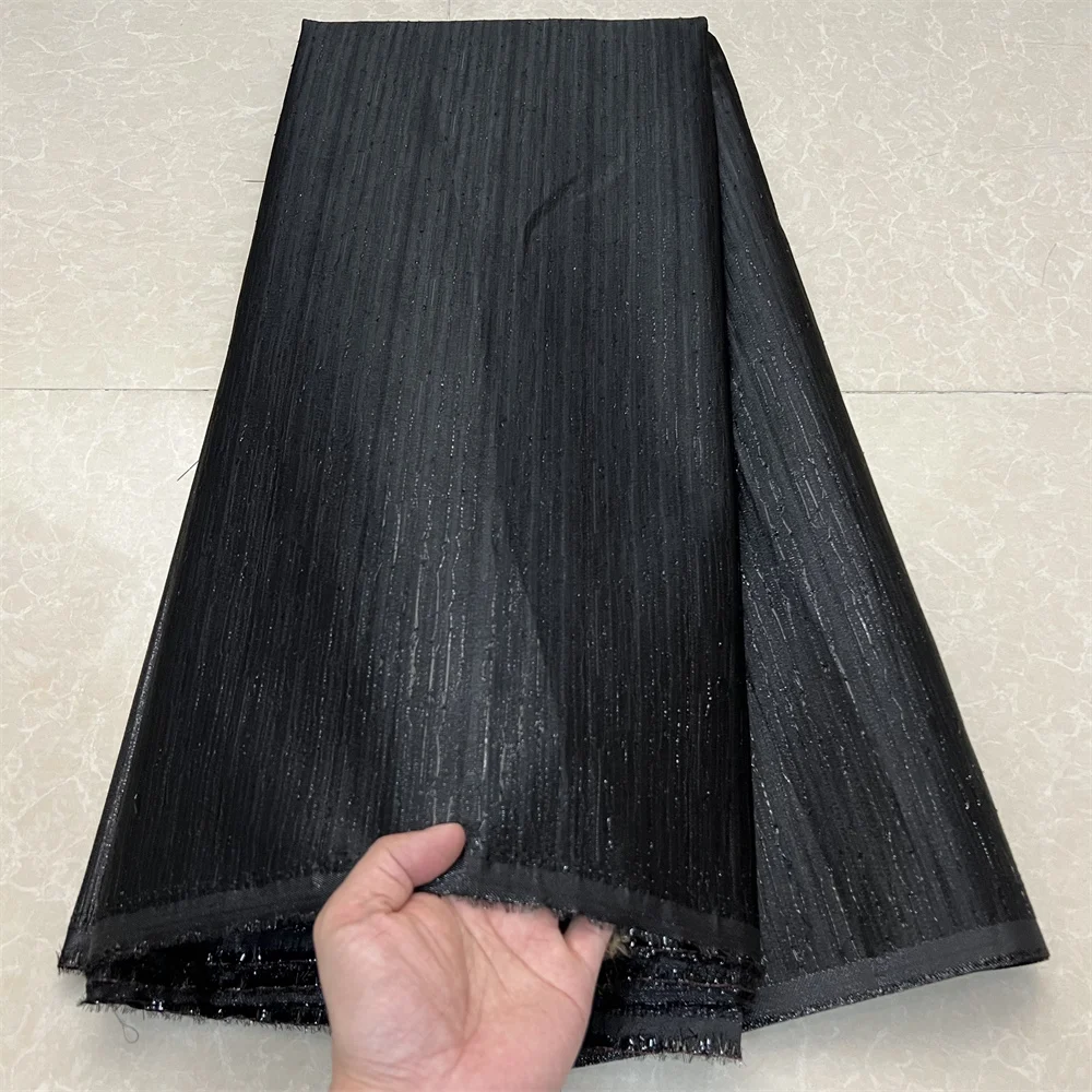 2025 جودة عالية الأفريقي النيجيري تول أقمشة الدانتيل ، الأورجانزا التطريز جبر ثوب حفلة فستان بروكيد الجاكار 5 ياردة YXZ171